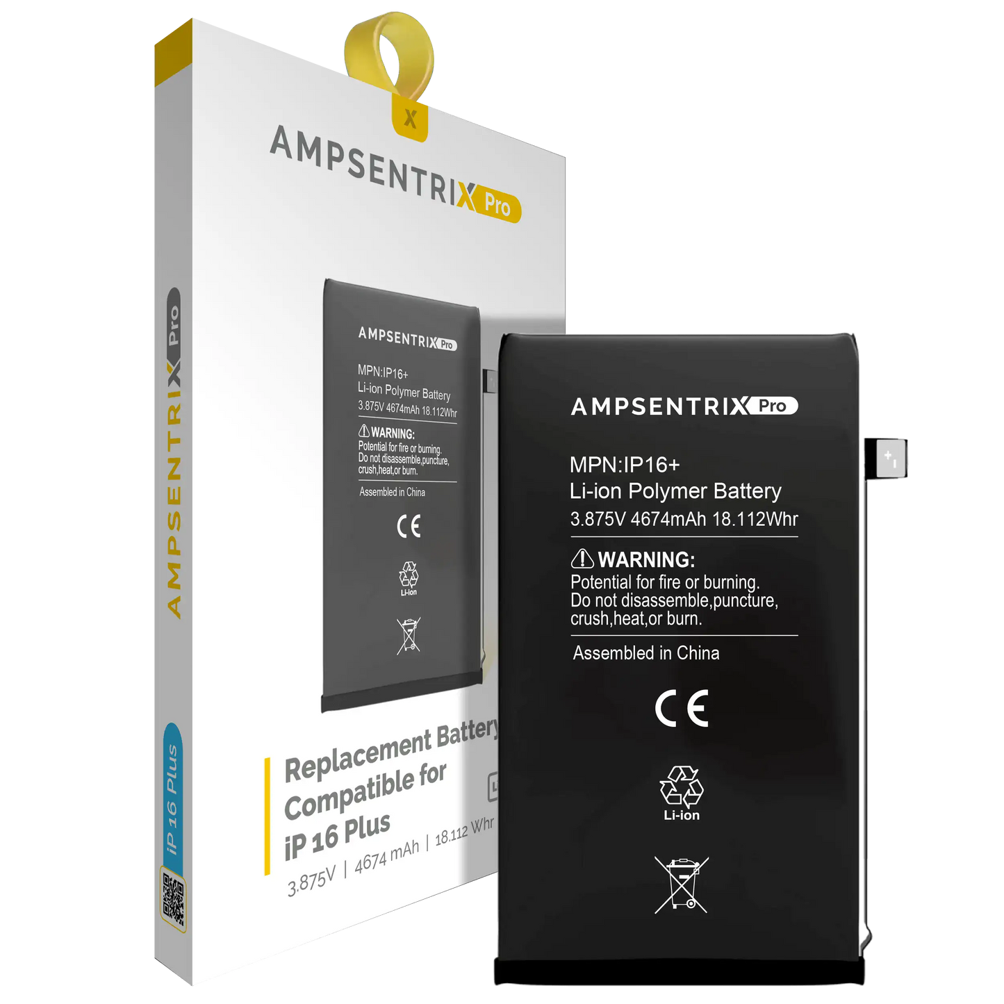 Replacement Battery For iPhone 16 Plus (AmpSentrix Pro)