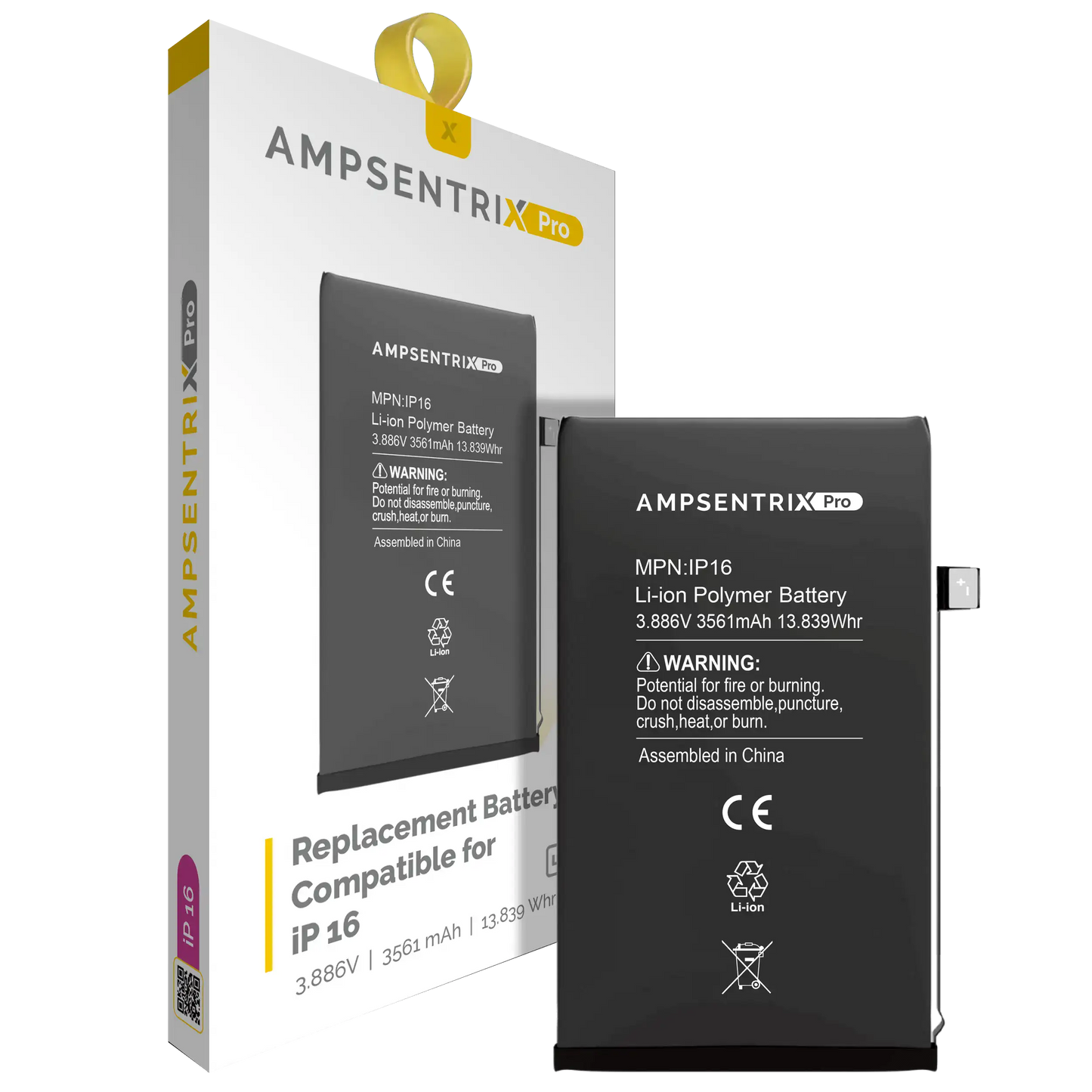 Replacement Battery For iPhone 16 (AmpSentrix Pro)