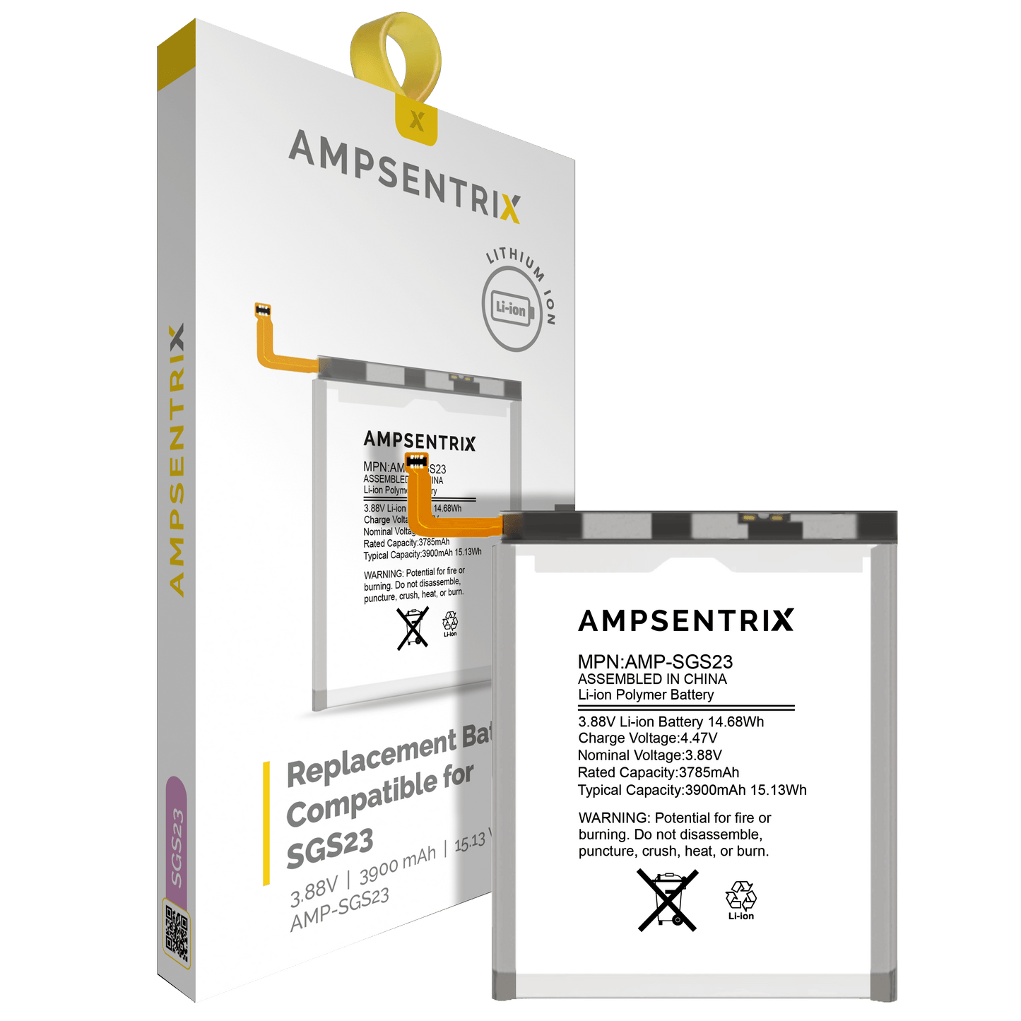 Replacement Battery For Samsung Galaxy S23 (AmpSentrix Pro)