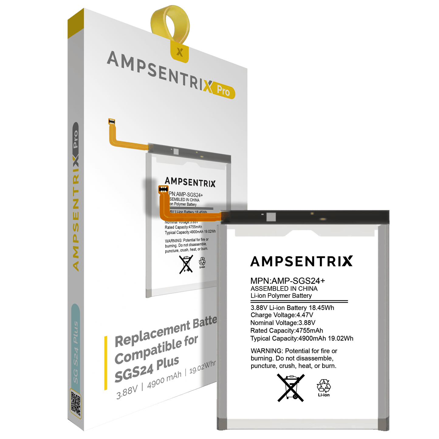 Replacement Battery For Samsung Galaxy S24 Plus (AmpSentrix Pro)