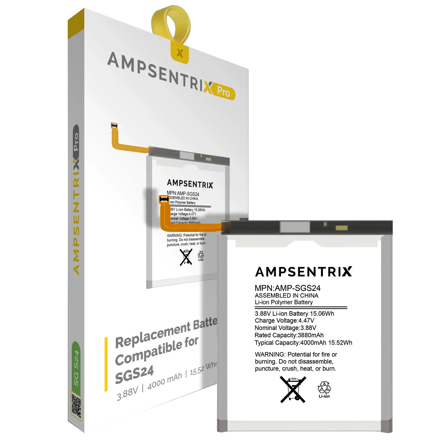 Replacement Battery For Samsung Galaxy S24 5G (AmpSentrix Pro)