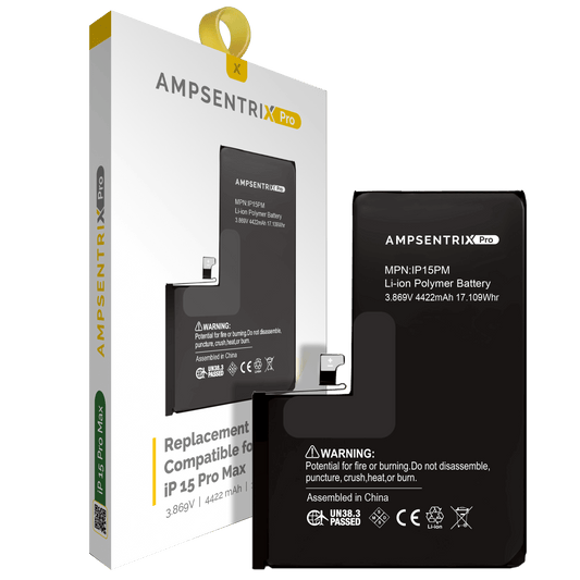 Replacement Battery For iPhone 15 Pro Max (AmpSentrix Pro)