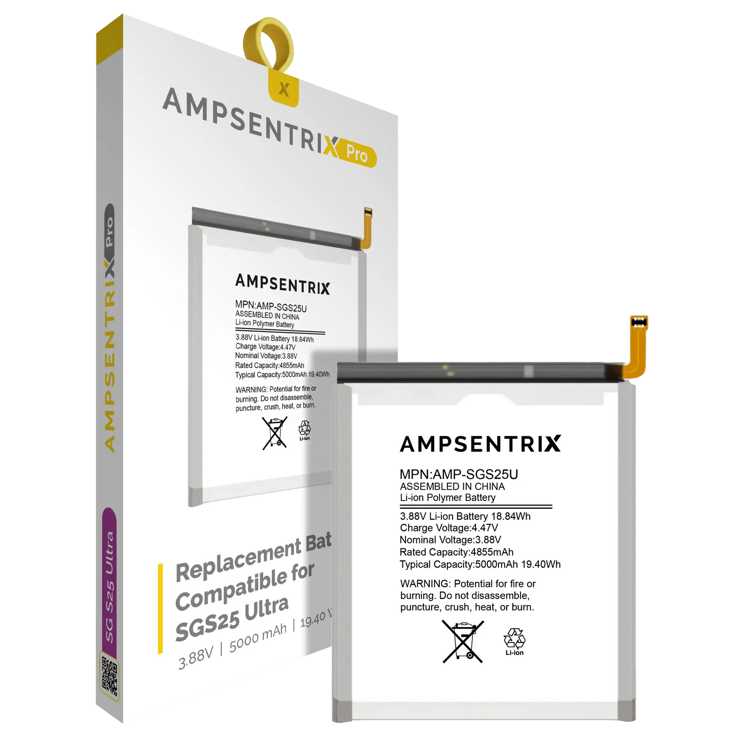 Replacement Battery For Samsung Galaxy S25 Ultra (AmpSentrix Pro)