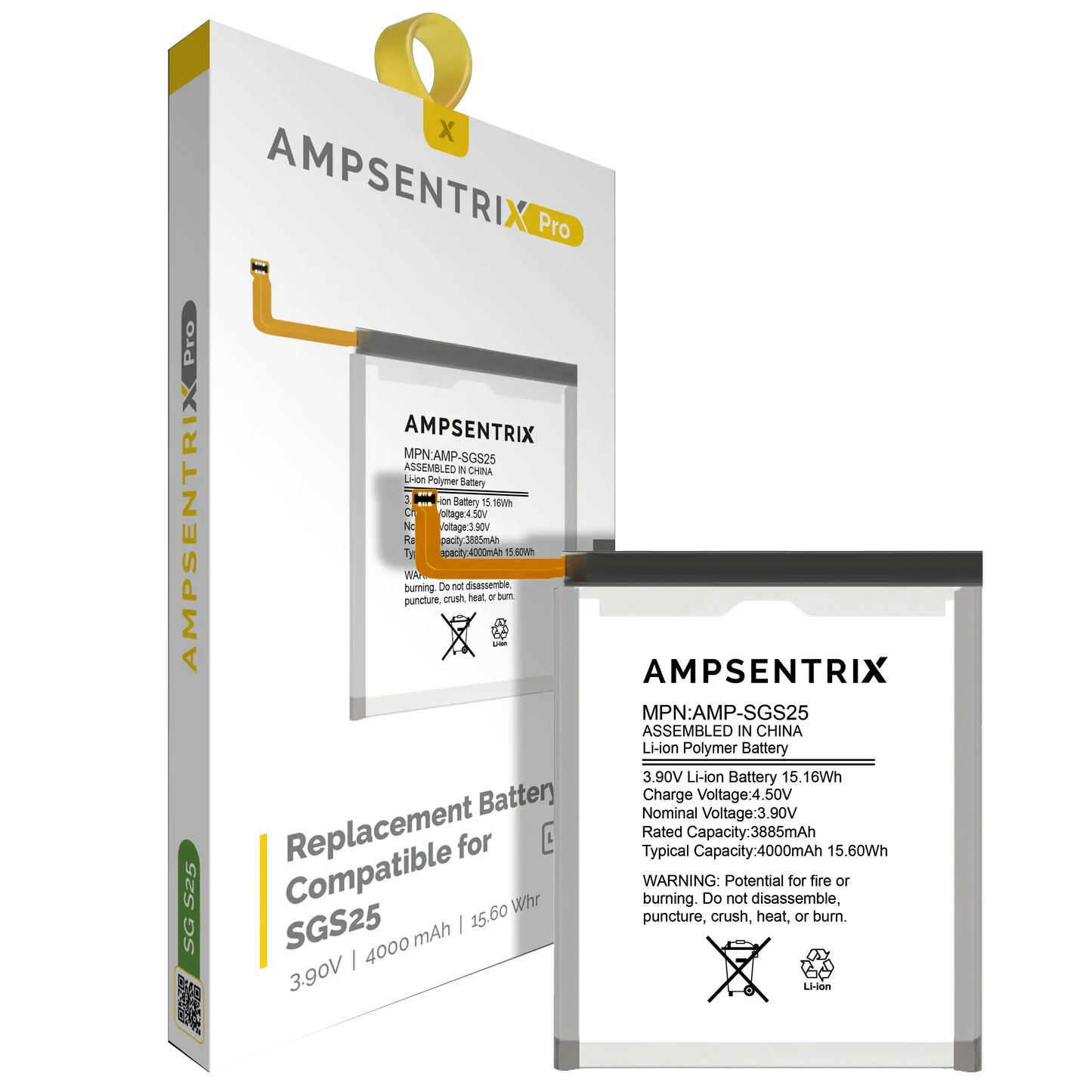 Replacement Battery For Samsung Galaxy S25 (AmpSentrix Pro)