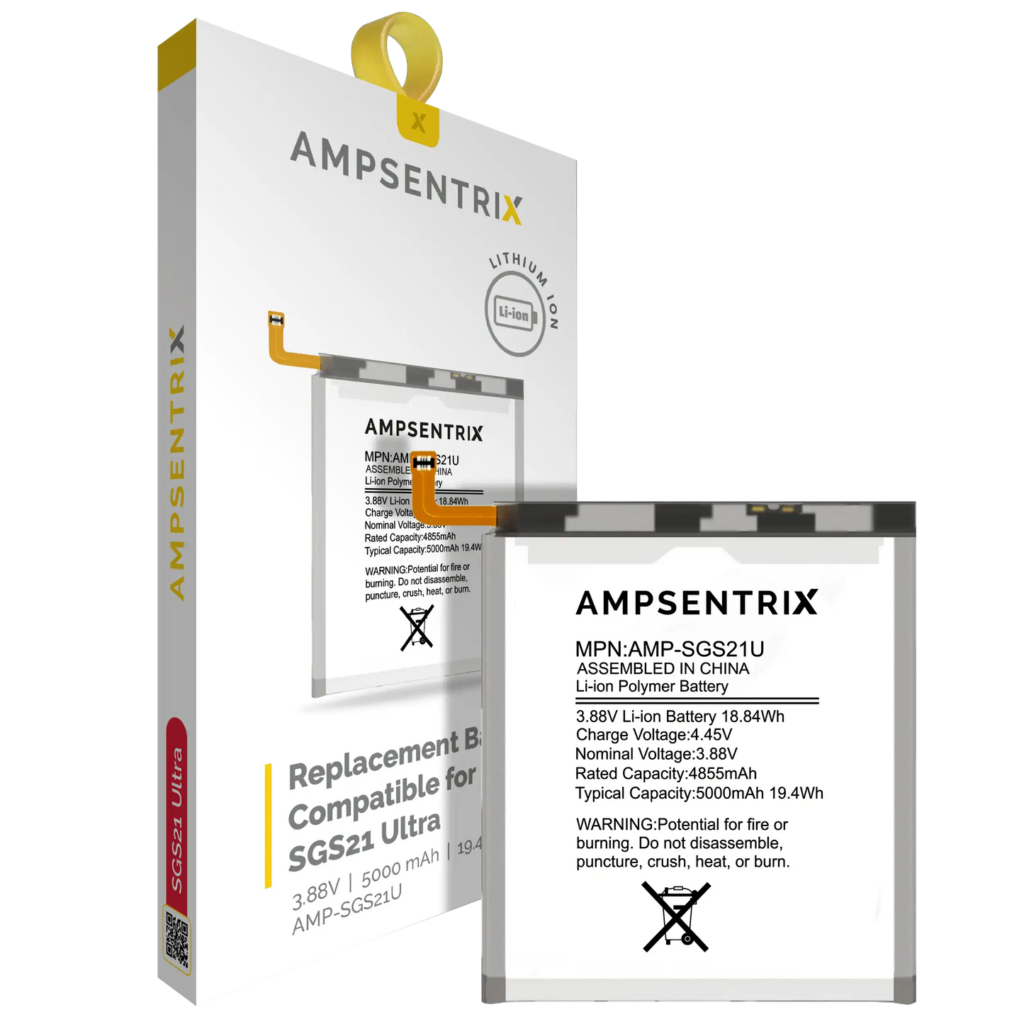 Replacement Battery For Samsung Galaxy S21 Ultra (AmpSentrix Pro)