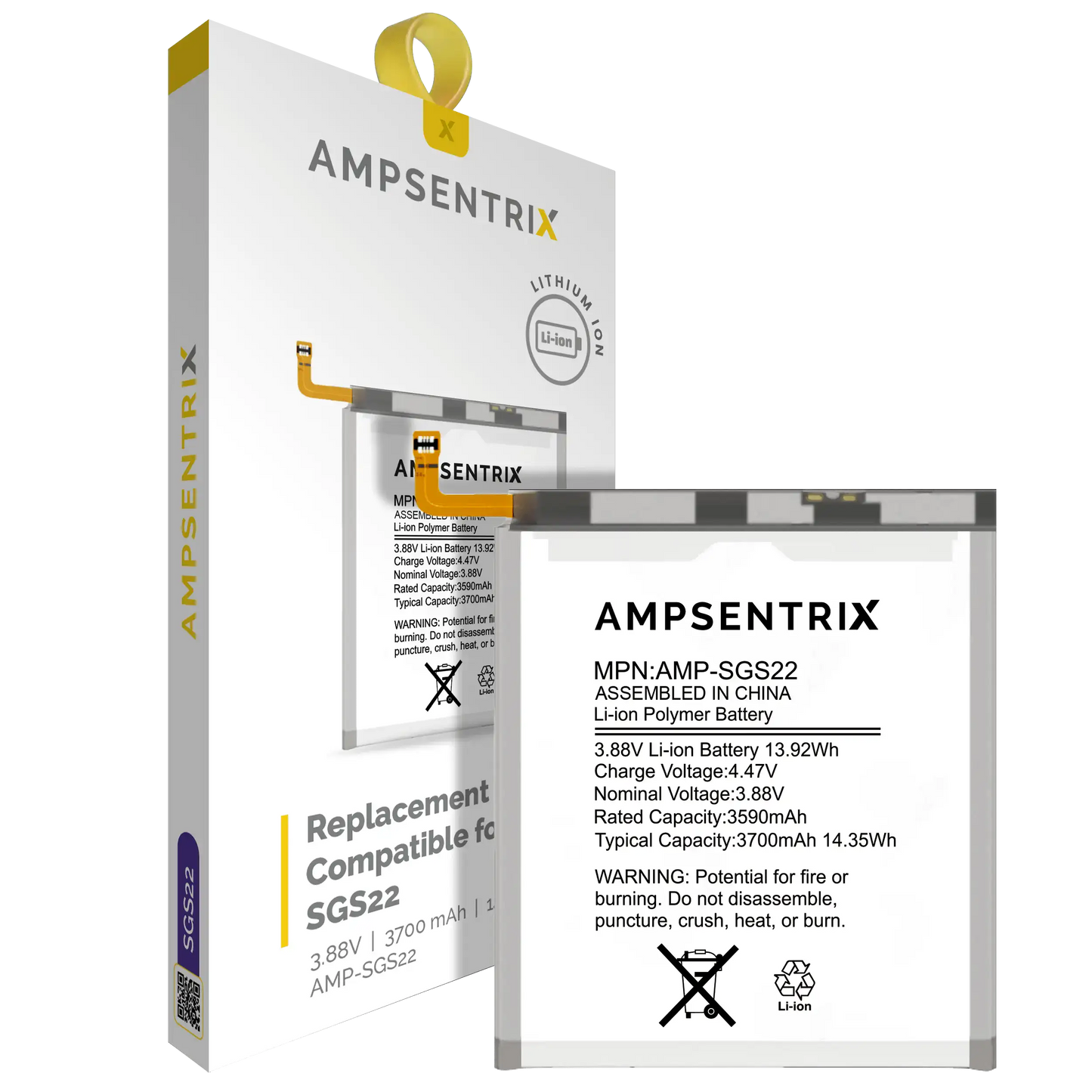 Replacement Battery For Samsung Galaxy S22 5G (AmpSentrix Pro)