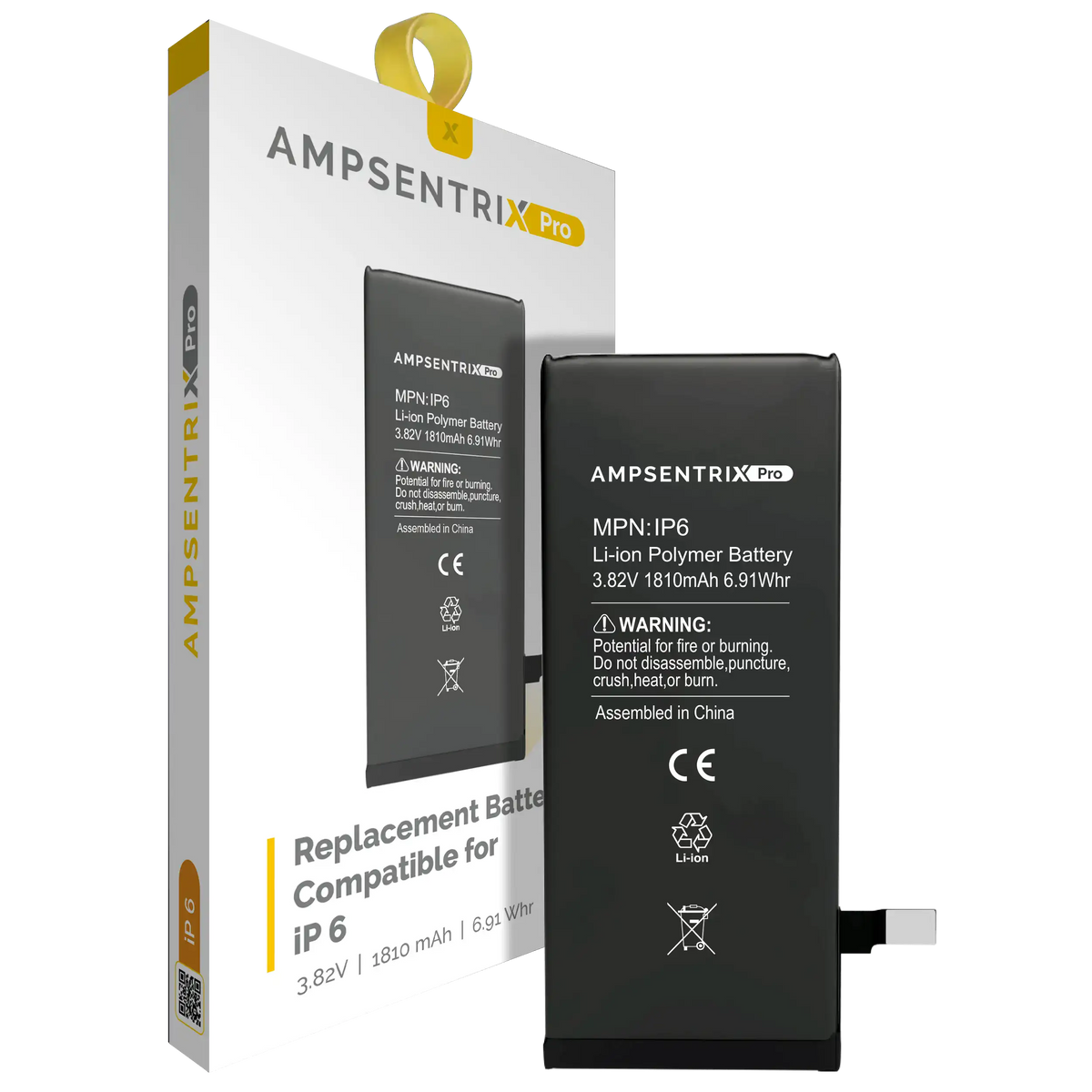 Replacement Battery For iPhone 6 (AmpSentrix Pro)