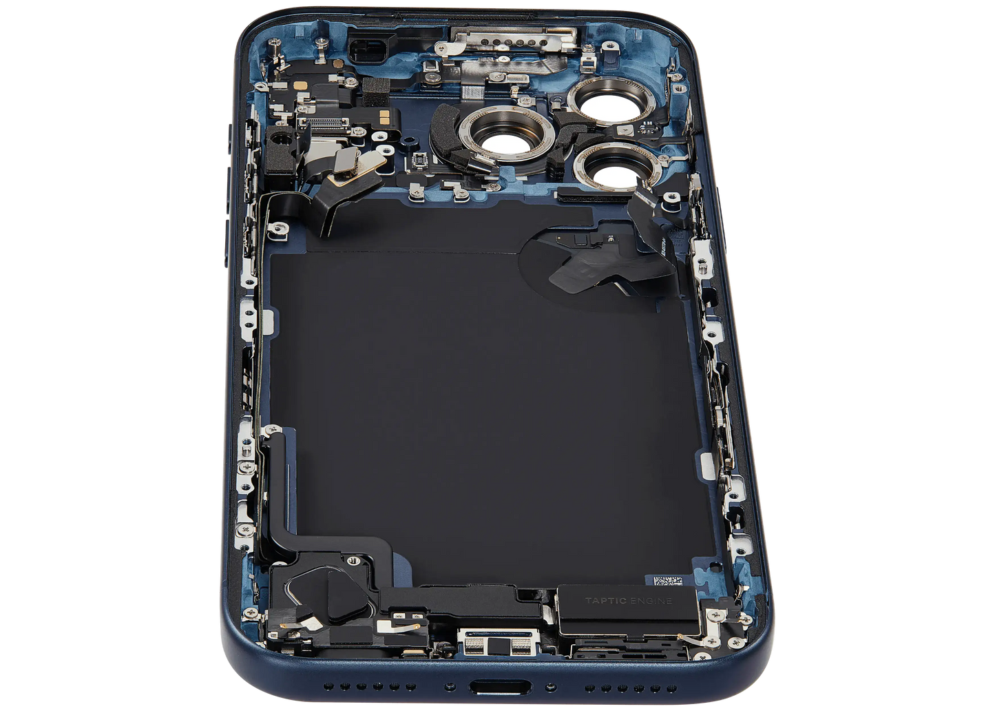 Back Housing W/ Charging Port Flex & Small Parts Compatible For iPhone 17 Pro Max (US Version) (Used OEM Pull: Grade A) (Deep Blue)