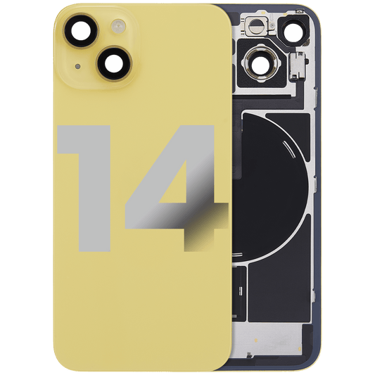 Back Glass w/ MagSafe Magnet & NFC & Flashlight Flex For iPhone 14 (Used OEM Pull: Grade C) (Yellow)