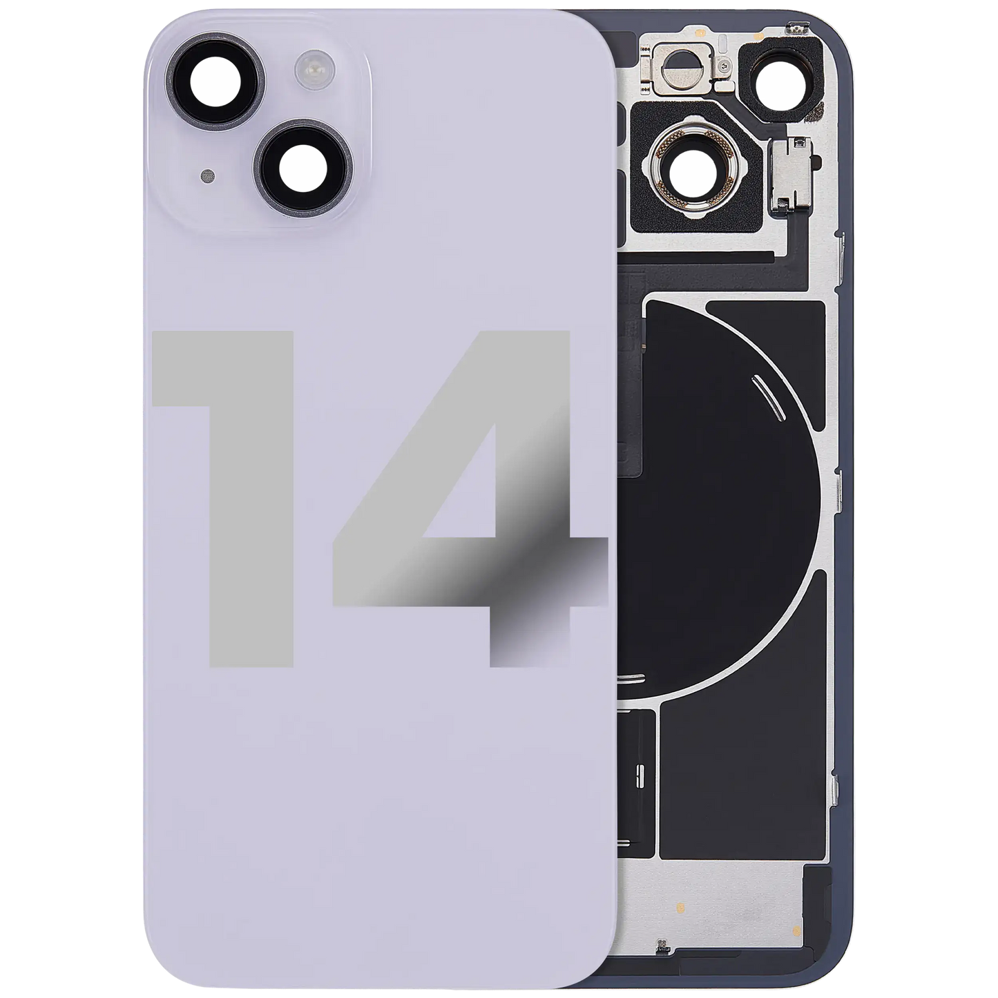 Back Glass w/ MagSafe Magnet & NFC & Flashlight Flex For iPhone 14 (Used OEM Pull: Grade C) (Purple)