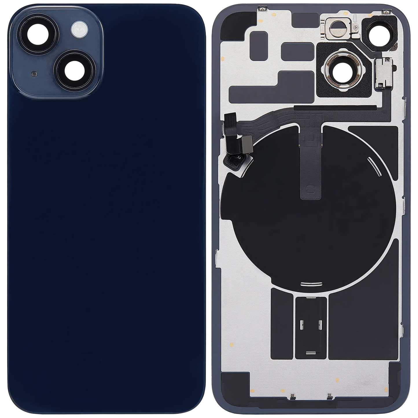 Back Glass w/ MagSafe Magnet & NFC & Flashlight Flex For iPhone 14 (Used OEM Pull: Grade C) (Midnight)