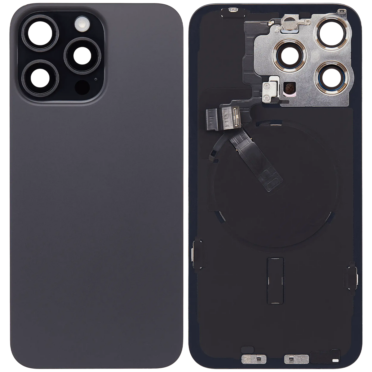 Back Glass w/ MagSafe Magnet & NFC & Flashlight Flex For iPhone 15 Pro Max (Used OEM Pull: Grade B) (Black Titanium) — product photo 6