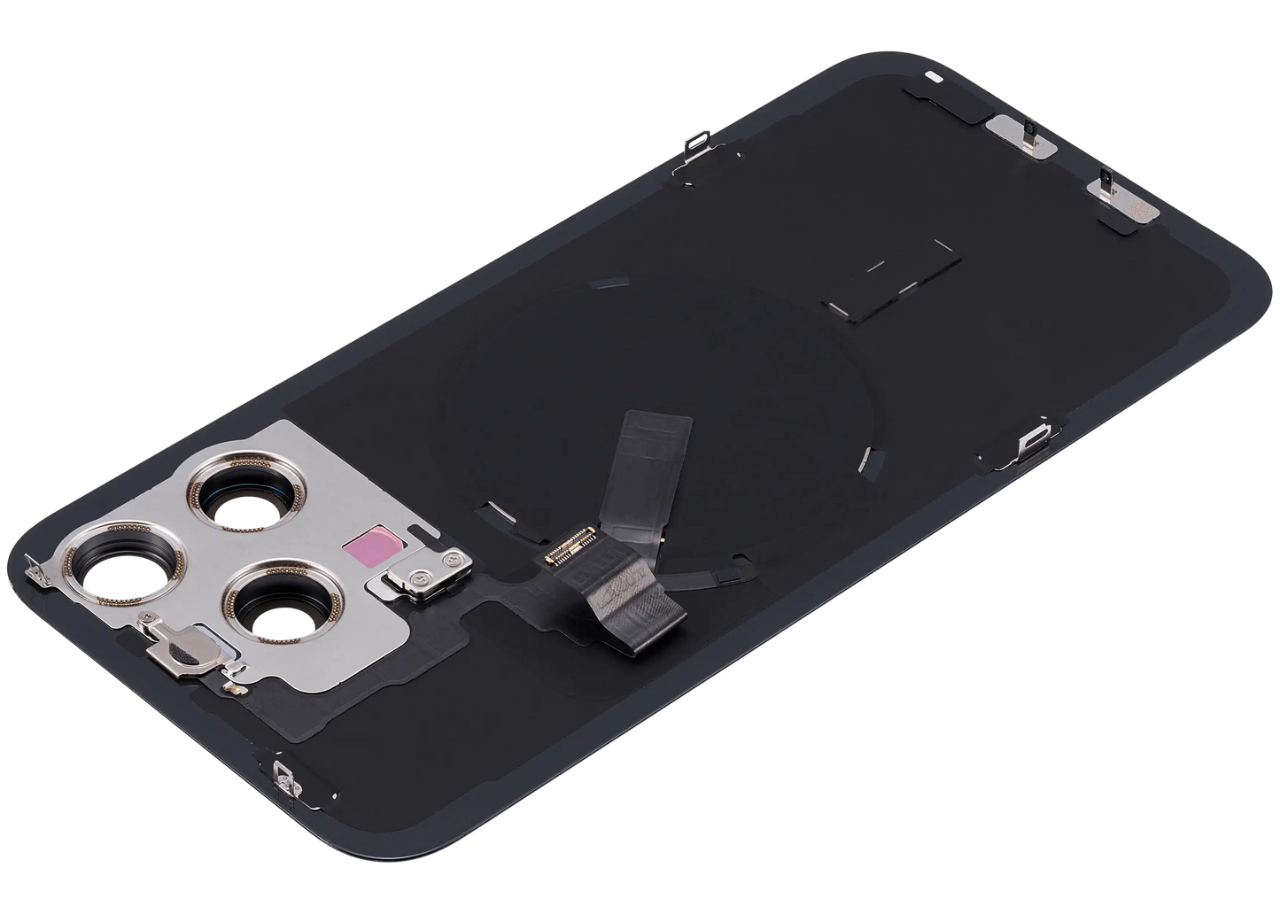 Back Glass w/ MagSafe Magnet & NFC & Flashlight Flex For iPhone 15 Pro Max (Used OEM Pull: Grade B) (Black Titanium)