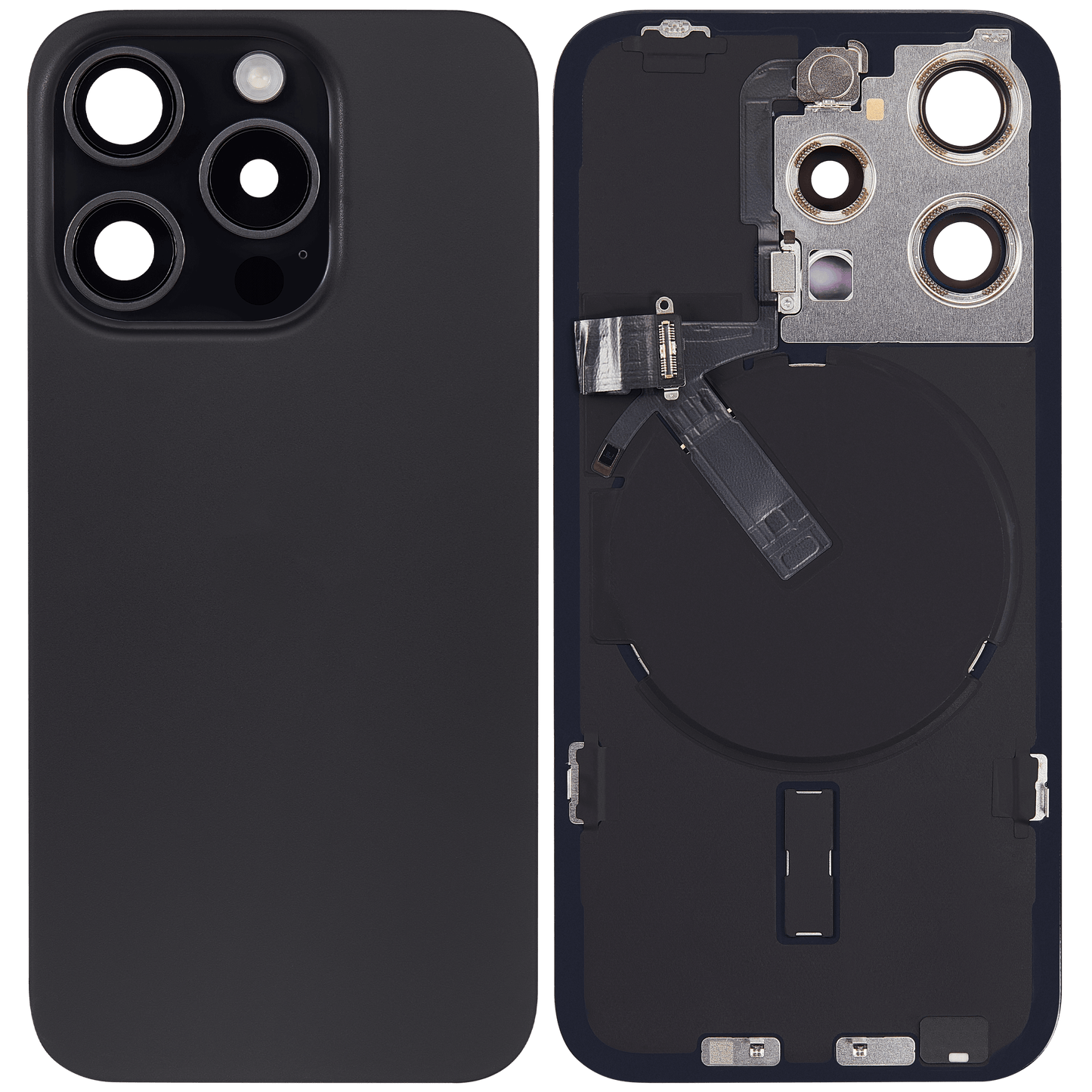 Back Glass w/ MagSafe Magnet & NFC & Flashlight Flex For iPhone 15 Pro (Used OEM Pull: Grade B) (Black Titanium)
