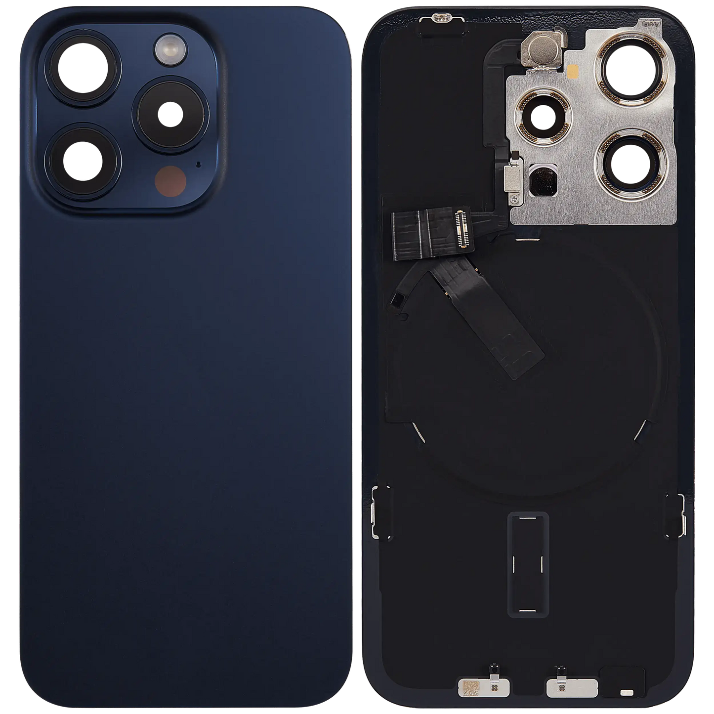 Back Glass w/ MagSafe Magnet & NFC & Flashlight Flex For iPhone 15 Pro (Used OEM Pull: Grade B) (Blue Titanium)