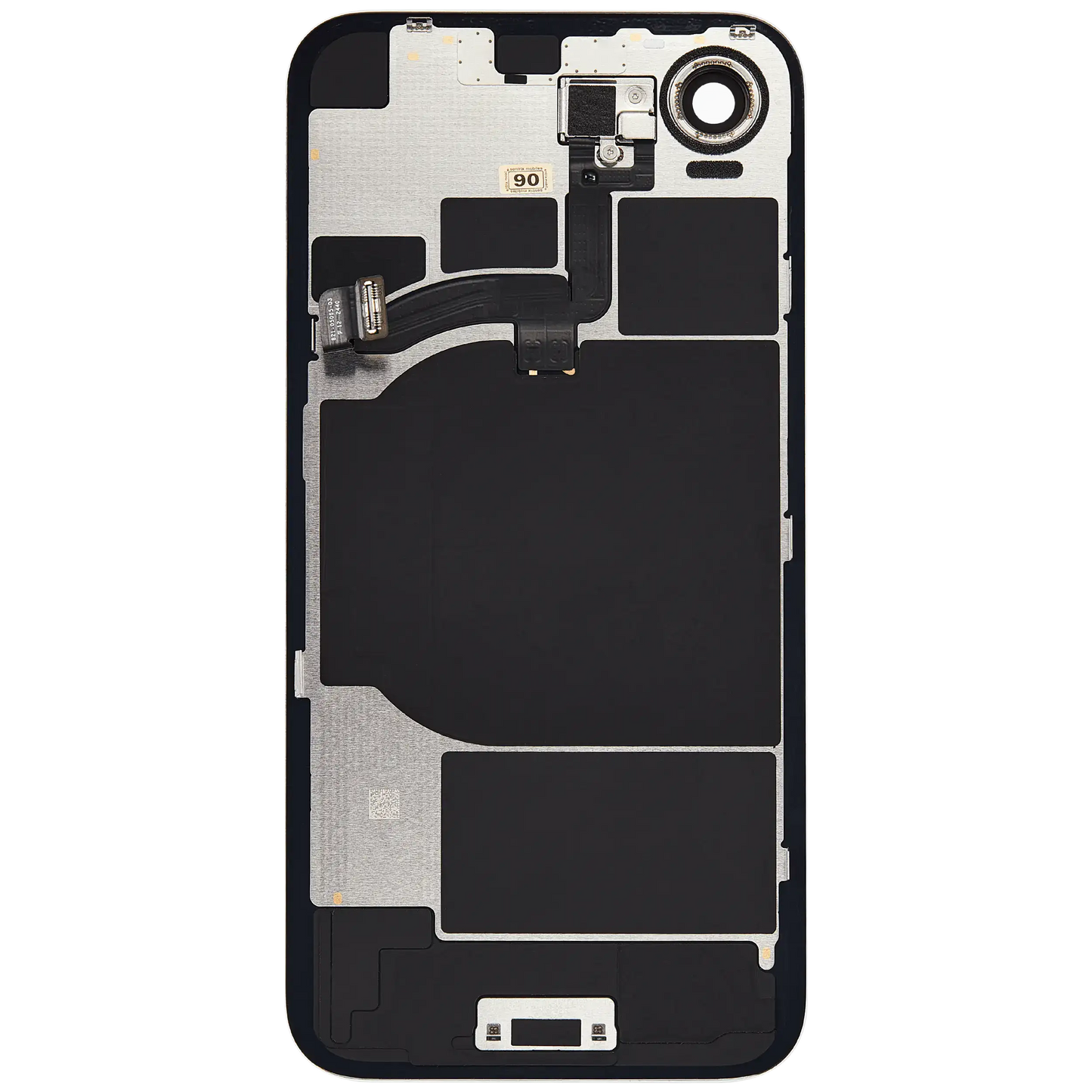 Back Glass With Steel Plate With Wireless NFC Charging MagSafe Magnet & Flashlight Flex For iPhone 16e (Used OEM Pull: Grade A) (White)