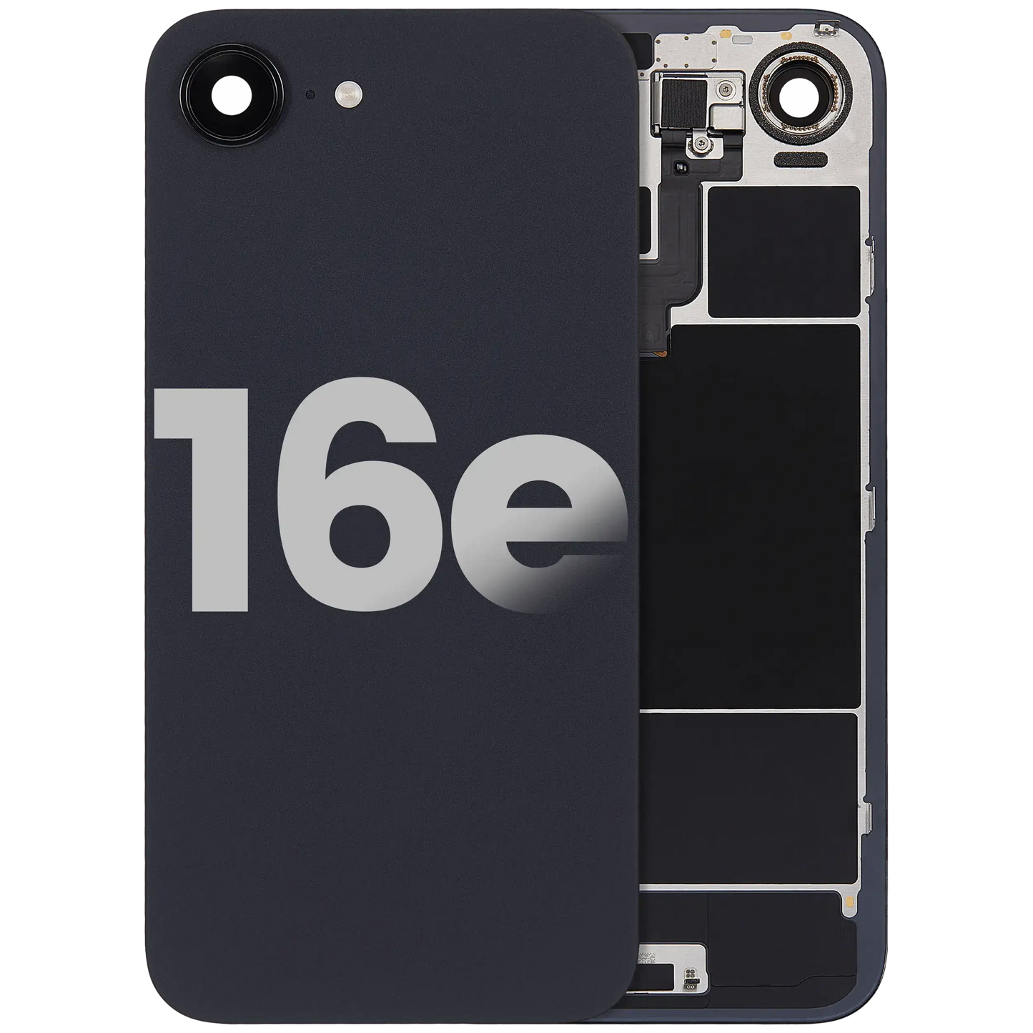 Back Glass w/ MagSafe Magnet & NFC & Flashlight Flex For iPhone 16e (Service Pack) (Black)