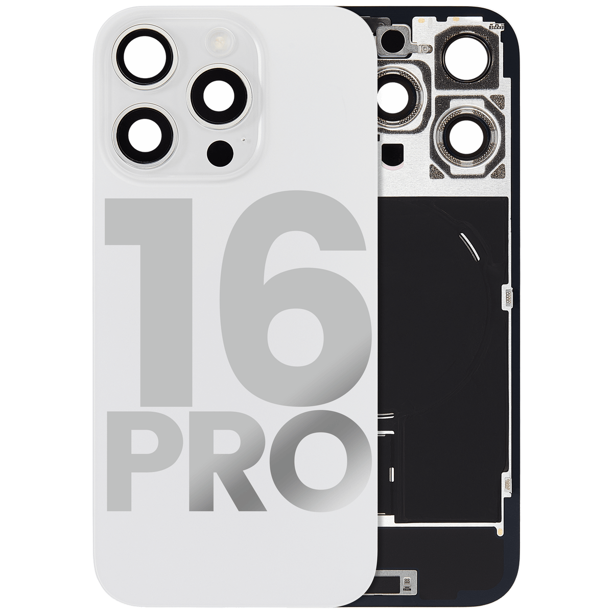 Back Glass w/ MagSafe Magnet & NFC & Flashlight Flex For iPhone 16 Pro (Used OEM Pull: Grade C) (White Titanium) — product photo 1