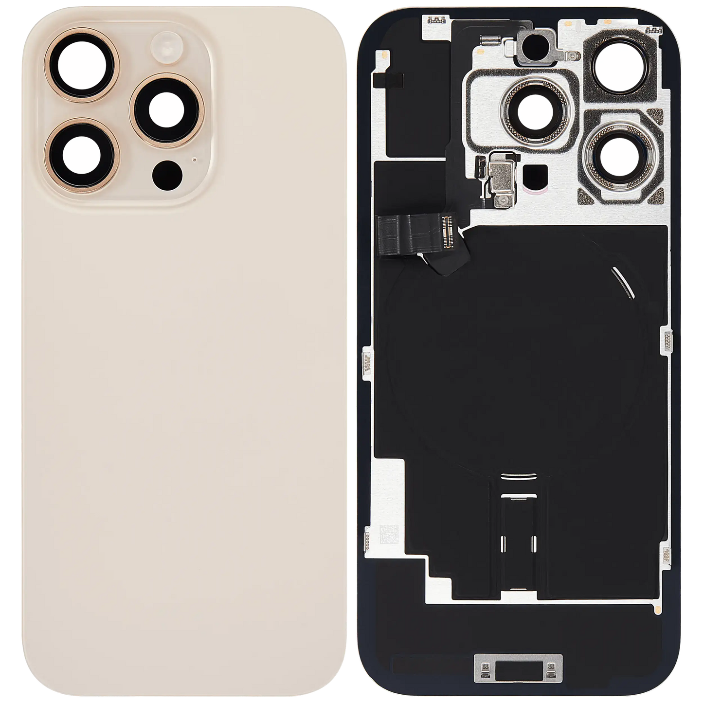 Back Glass w/ MagSafe Magnet & NFC & Flashlight Flex For iPhone 16 Pro (Used OEM Pull: Grade B) (Desert Titanium)