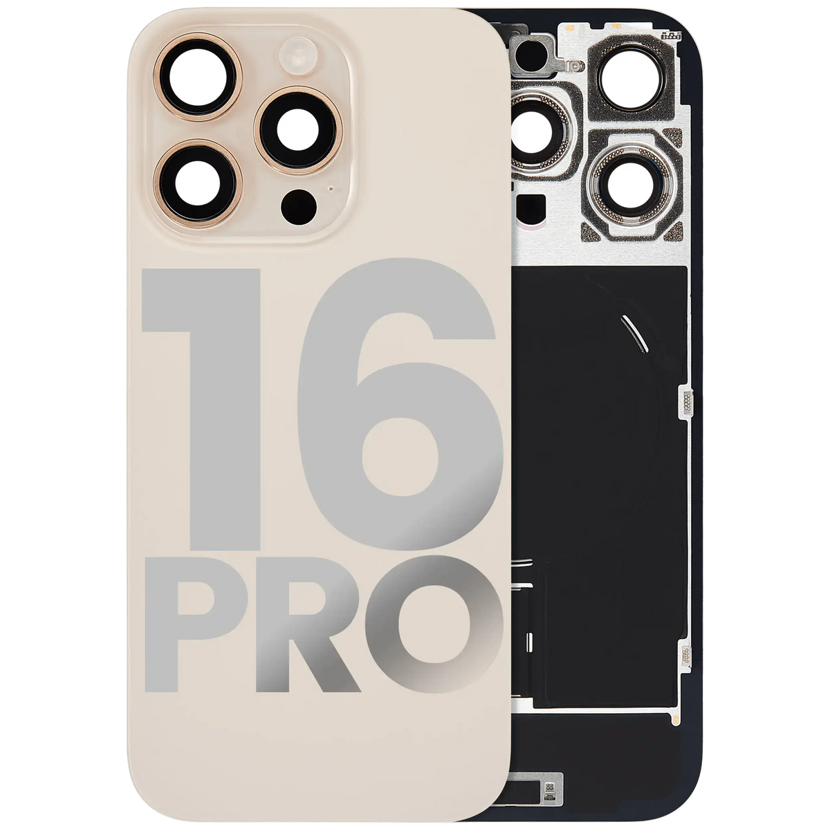 Back Glass w/ MagSafe Magnet & NFC & Flashlight Flex For iPhone 16 Pro (Used OEM Pull: Grade C) (Desert Titanium) — product photo 1