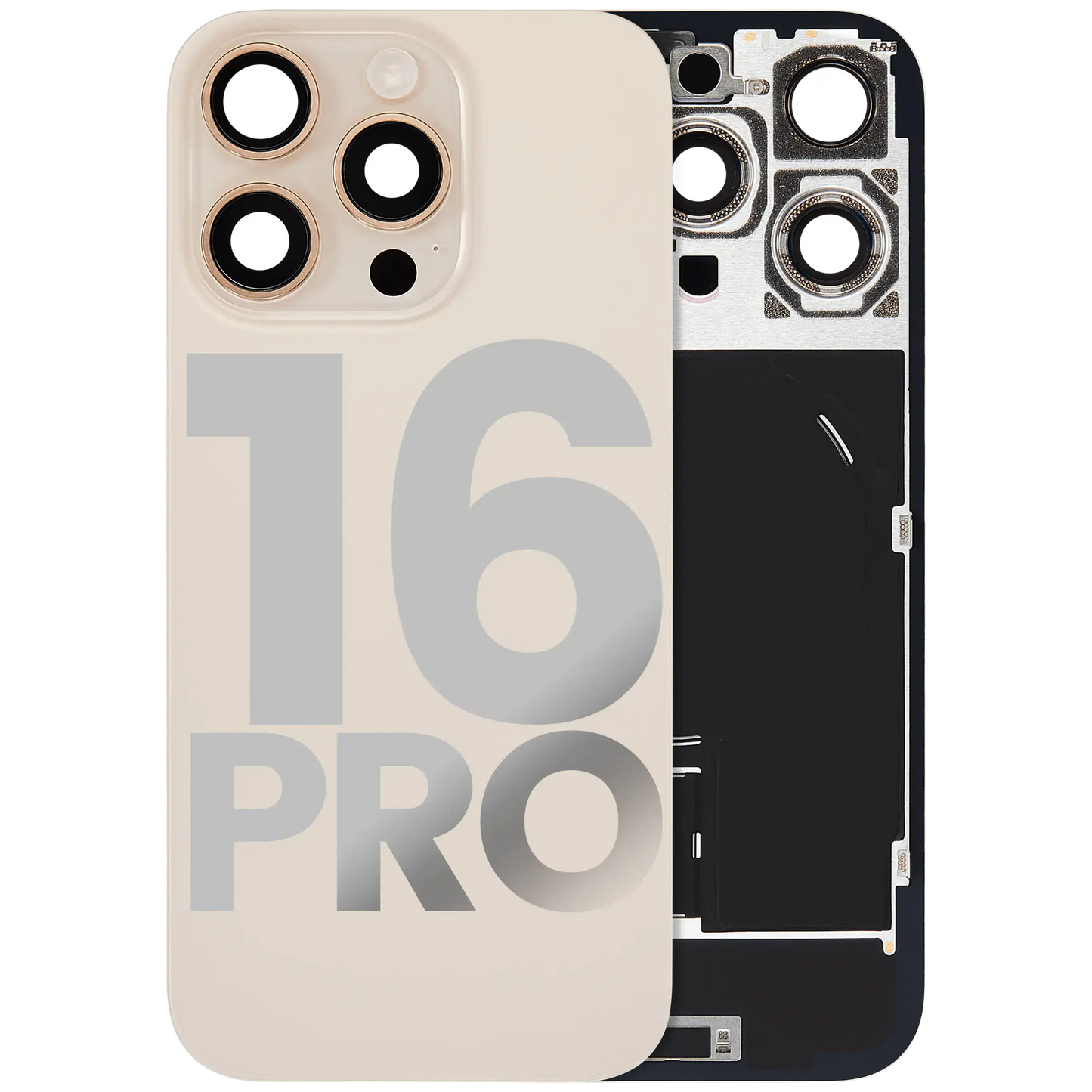 Back Glass w/ MagSafe Magnet & NFC & Flashlight Flex For iPhone 16 Pro (Used OEM Pull: Grade B) (Desert Titanium)