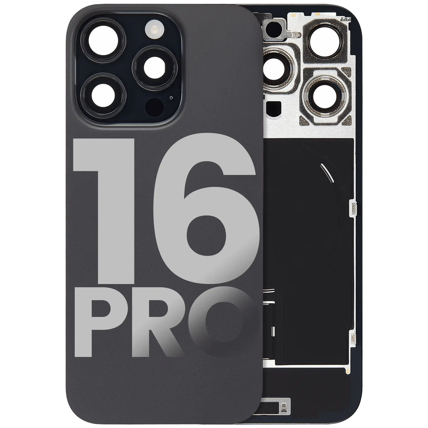 Back Glass w/ MagSafe Magnet & NFC & Flashlight Flex For iPhone 16 Pro (Used OEM Pull: Grade A) (Black Titanium)