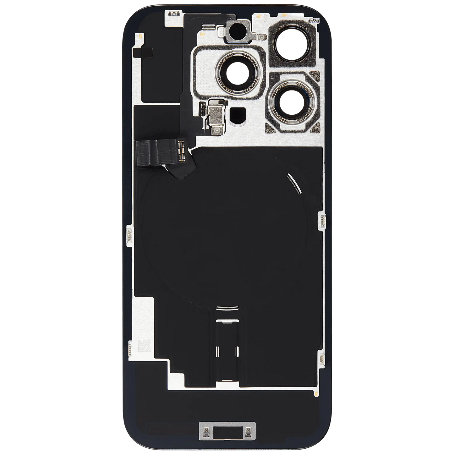 Back Glass w/ MagSafe Magnet & NFC & Flashlight Flex For iPhone 16 Pro (Aftermarket) (Black Titanium) (No Logo)