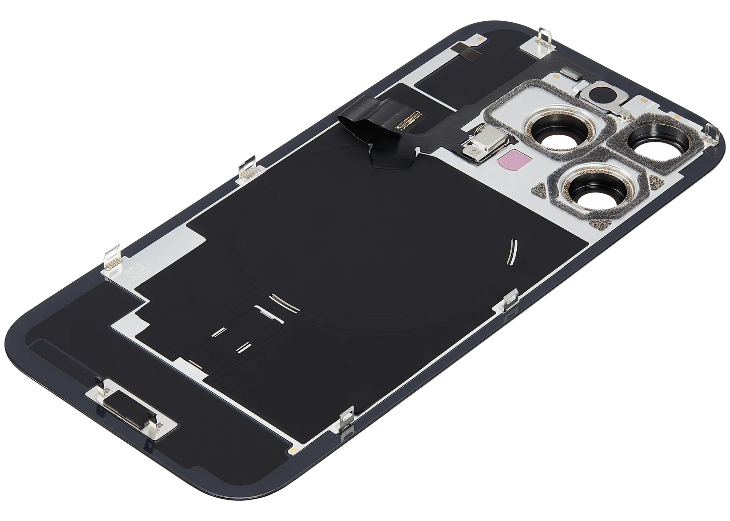 Back Glass w/ MagSafe Magnet & NFC & Flashlight Flex For iPhone 16 Pro (Aftermarket) (Black Titanium) (No Logo)