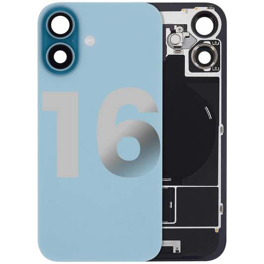 Back Glass w/ MagSafe Magnet & NFC & Flashlight Flex For iPhone 16 (Used OEM Pull: Grade C) (Teal) — product photo 1