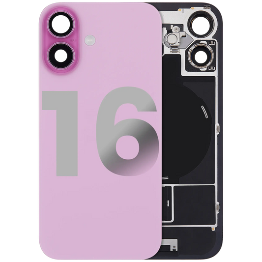 Back Glass w/ MagSafe Magnet & NFC & Flashlight Flex For iPhone 16 (Used OEM Pull: Grade B) (Pink)