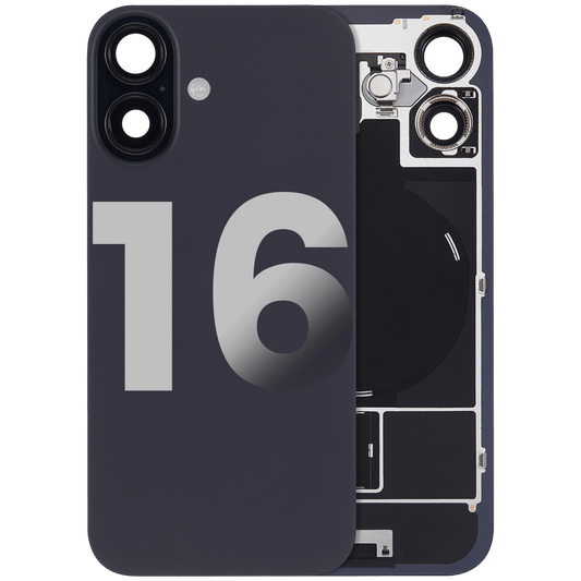 Back Glass w/ MagSafe Magnet & NFC & Flashlight Flex For iPhone 16 (Used OEM Pull: Grade C) (Black)