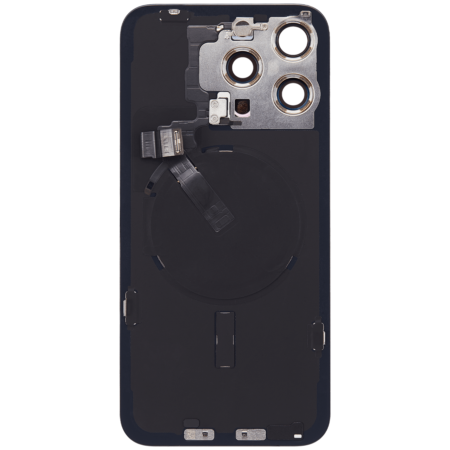 Back Glass w/ MagSafe Magnet & NFC & Flashlight Flex For iPhone 15 Pro Max (Used OEM Pull: Grade C) (Black Titanium)