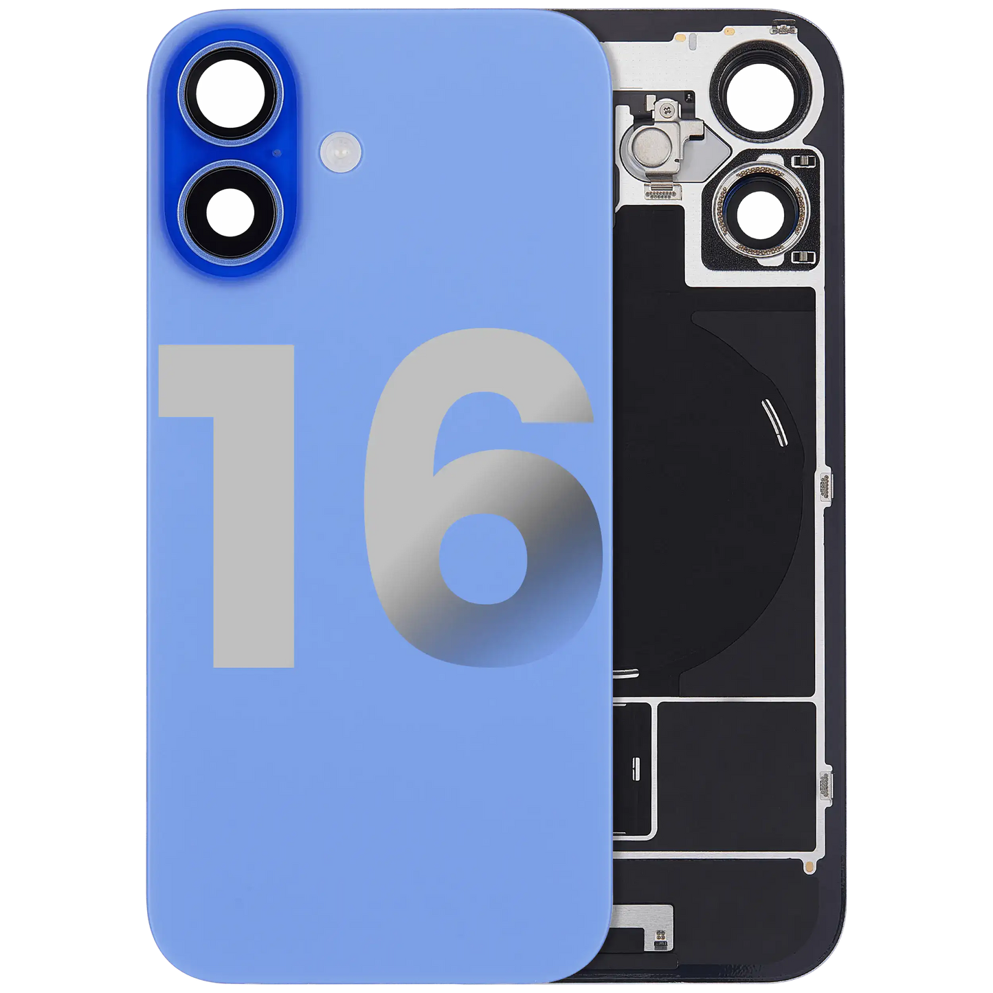 Back Glass w/ MagSafe Magnet & NFC & Flashlight Flex For iPhone 16 (Used OEM Pull: Grade C) (Ultramarine)