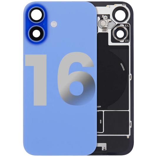 Back Glass w/ MagSafe Magnet & NFC & Flashlight Flex For iPhone 16 (Used OEM Pull: Grade C) (Ultramarine)