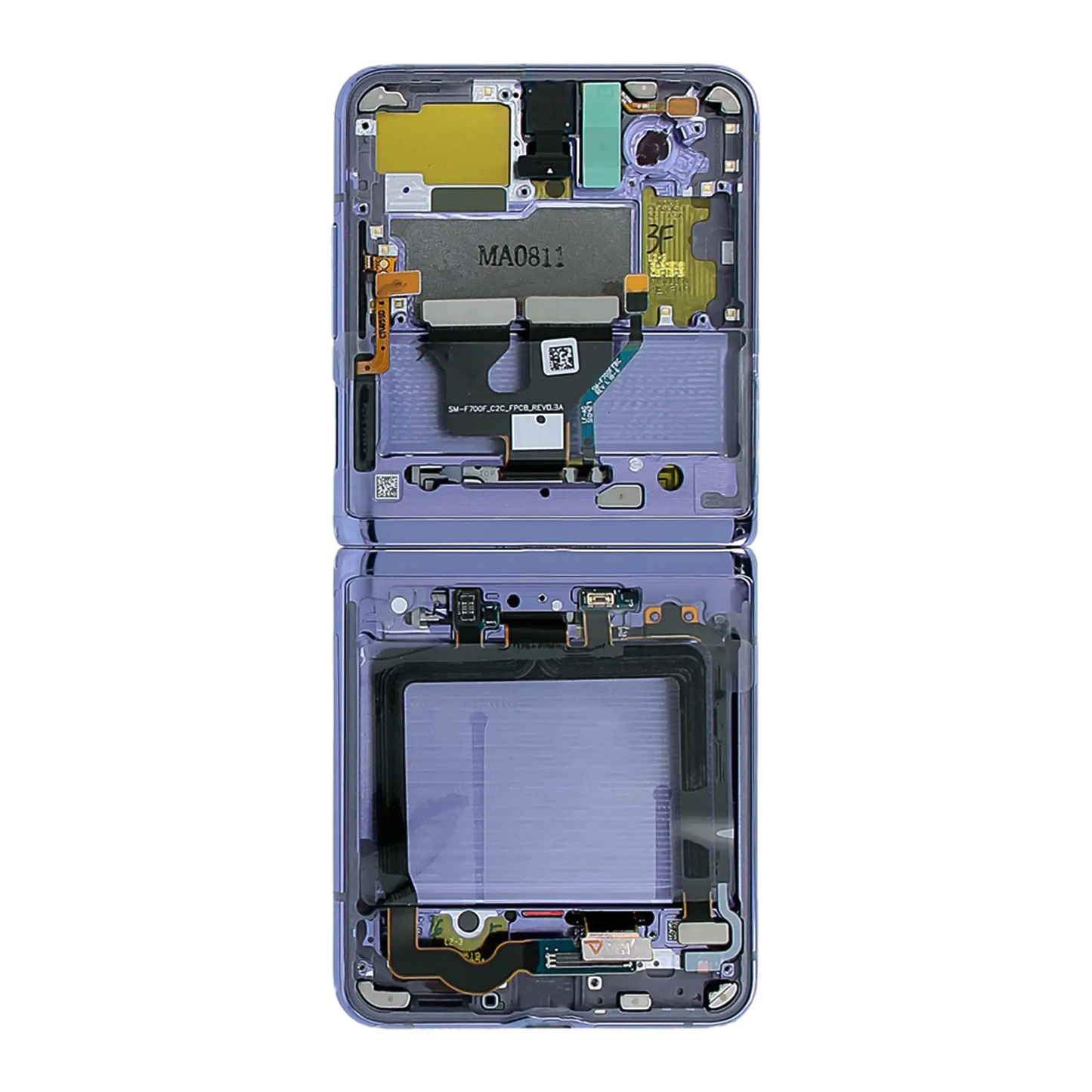Inner OLED Assembly With Frame For Samsung Galaxy Z Flip 4G (F700) (Service Pack) (Mirror Purple) - Back View | Tech Drip Canada