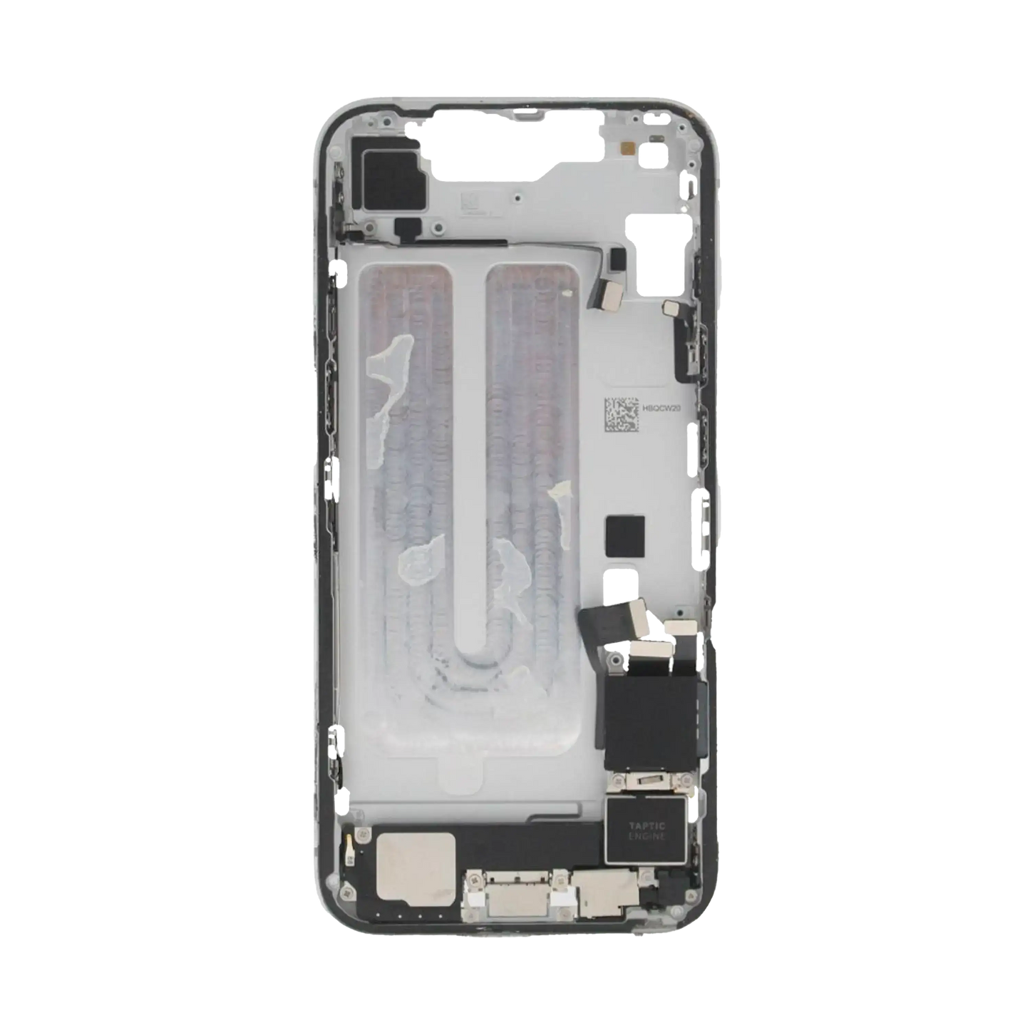 Mid-Frame Housing W/ Small Parts For iPhone 16e (EU / Global Version) (Used OEM Pull: Grade A) (White)