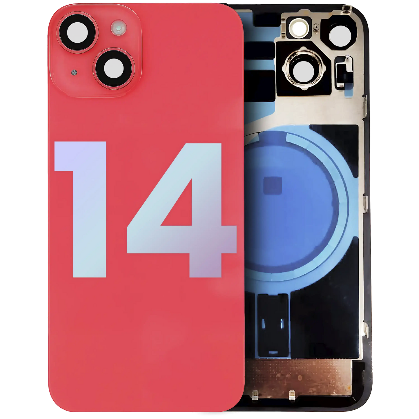 Back Glass w/ MagSafe Magnet & NFC & Flashlight Flex For iPhone 14 (Service Pack) (Red)