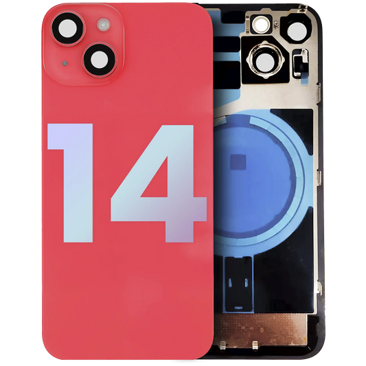 Back Glass w/ MagSafe Magnet & NFC & Flashlight Flex For iPhone 14 (Service Pack) (Red)