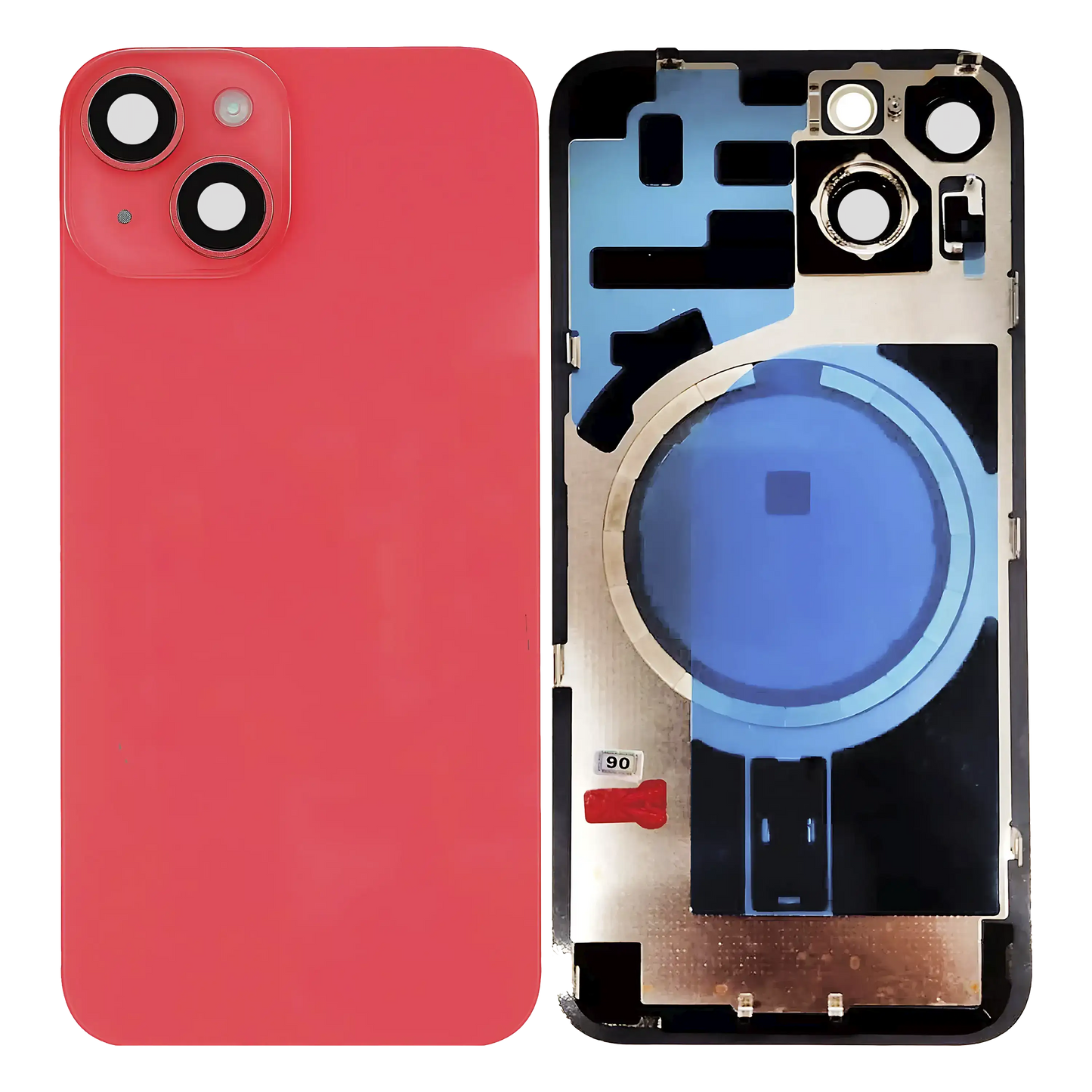 Back Glass w/ MagSafe Magnet & NFC & Flashlight Flex For iPhone 14 (Service Pack) (Red)