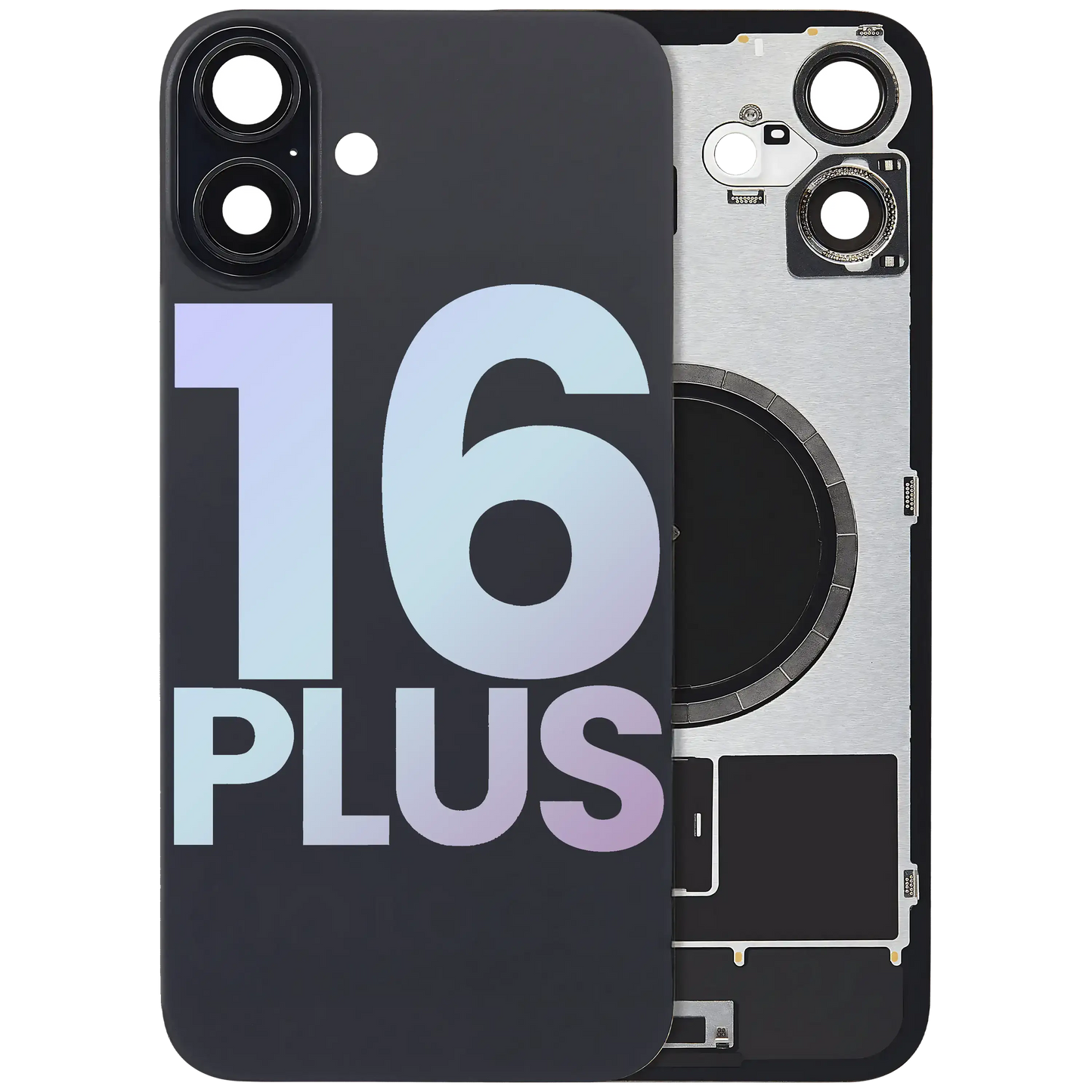 Back Glass w/ MagSafe Magnet & NFC & Flashlight Flex For iPhone 16 Plus (Service Pack) (Black)