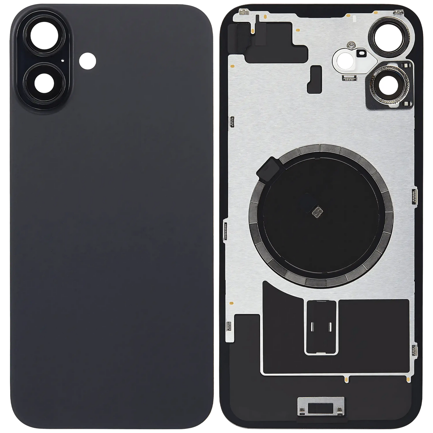 Back Glass w/ MagSafe Magnet & NFC & Flashlight Flex For iPhone 16 Plus (Service Pack) (Black)