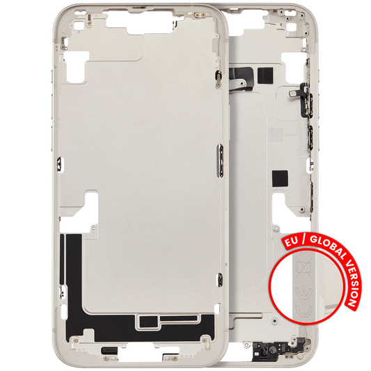 Mid-Frame Housing W/ Charging Port Flex & Small Parts For iPhone 14 Plus (EU / Global Version) (Used OEM Pull: Grade B) (Starlight)