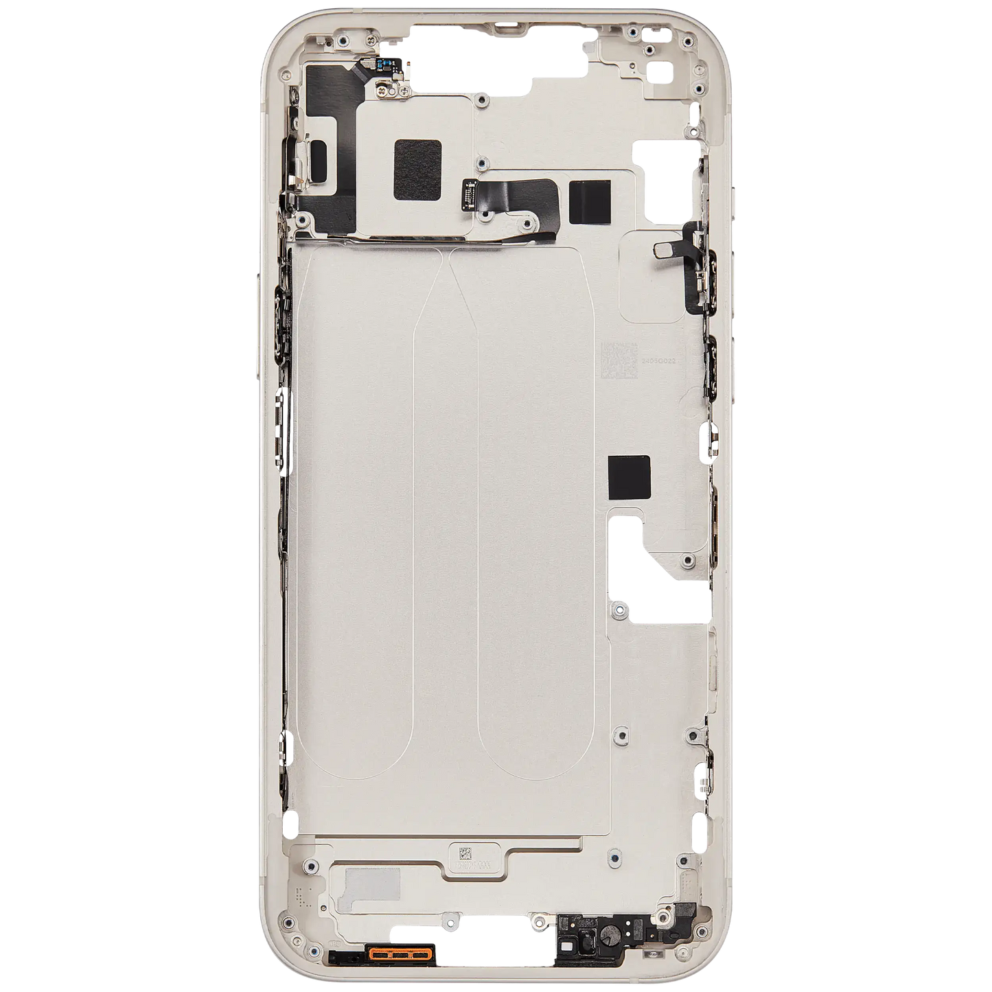 Mid-Frame Housing W/ Charging Port Flex & Small Parts For iPhone 14 Plus (EU / Global Version) (Used OEM Pull: Grade B) (Starlight)
