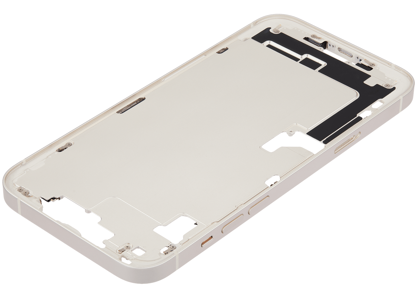 Mid-Frame Housing W/ Charging Port Flex & Small Parts For iPhone 14 Plus (EU / Global Version) (Used OEM Pull: Grade B) (Starlight)