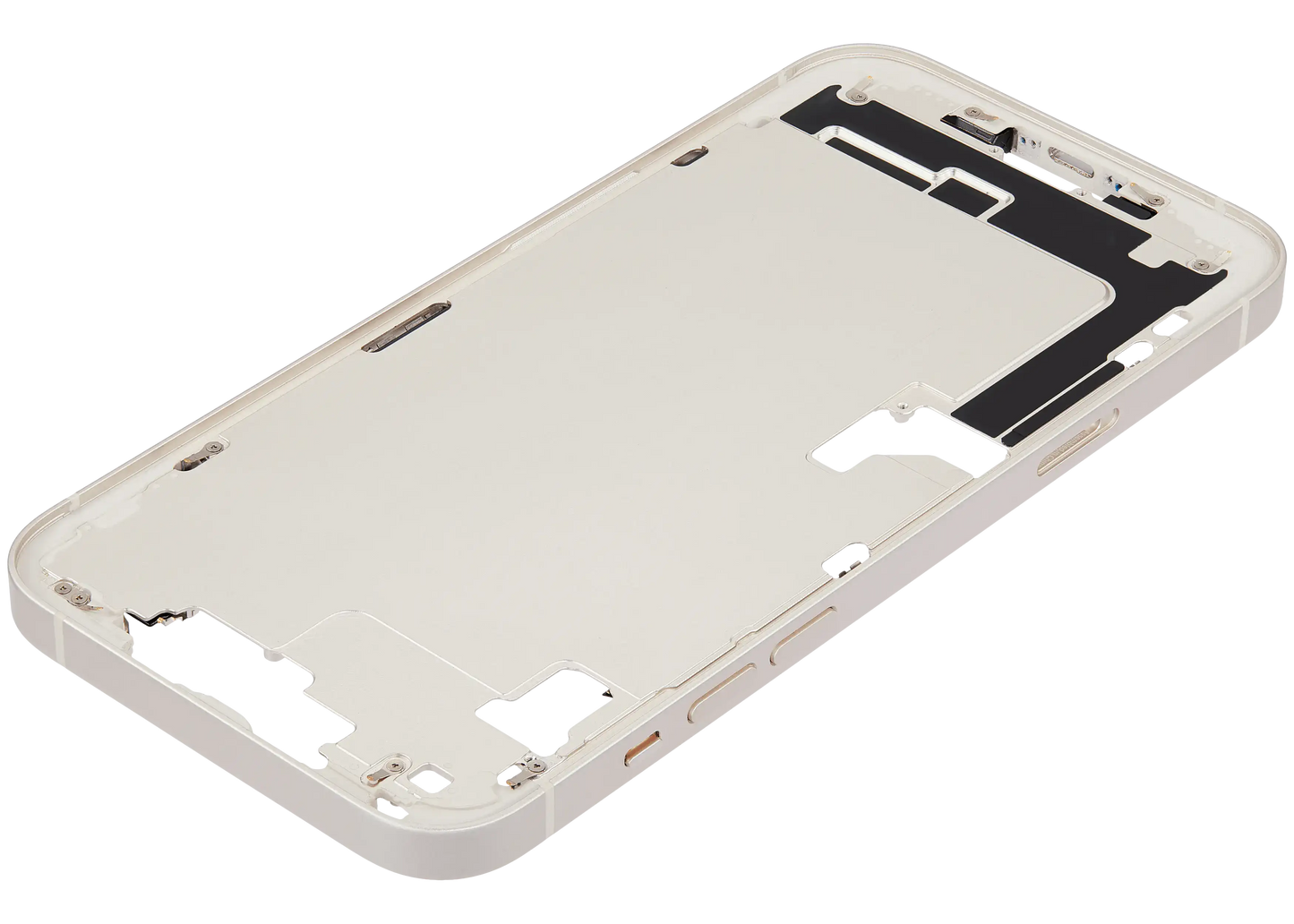 Mid-Frame Housing W/ Charging Port Flex & Small Parts For iPhone 14 Plus (EU / Global Version) (Used OEM Pull: Grade C) (Starlight)