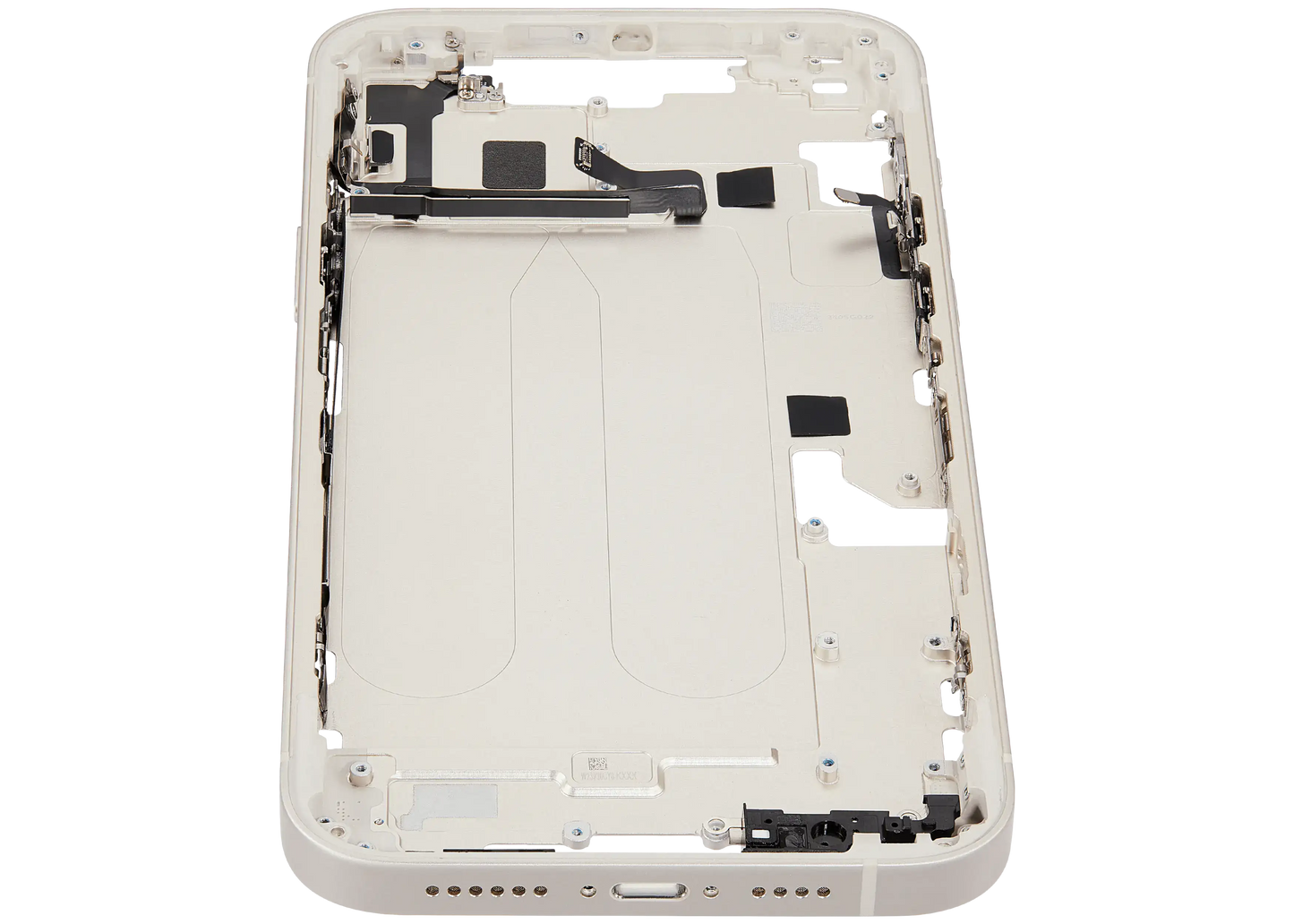 Mid-Frame Housing W/ Charging Port Flex & Small Parts For iPhone 14 Plus (EU / Global Version) (Used OEM Pull: Grade C) (Starlight)