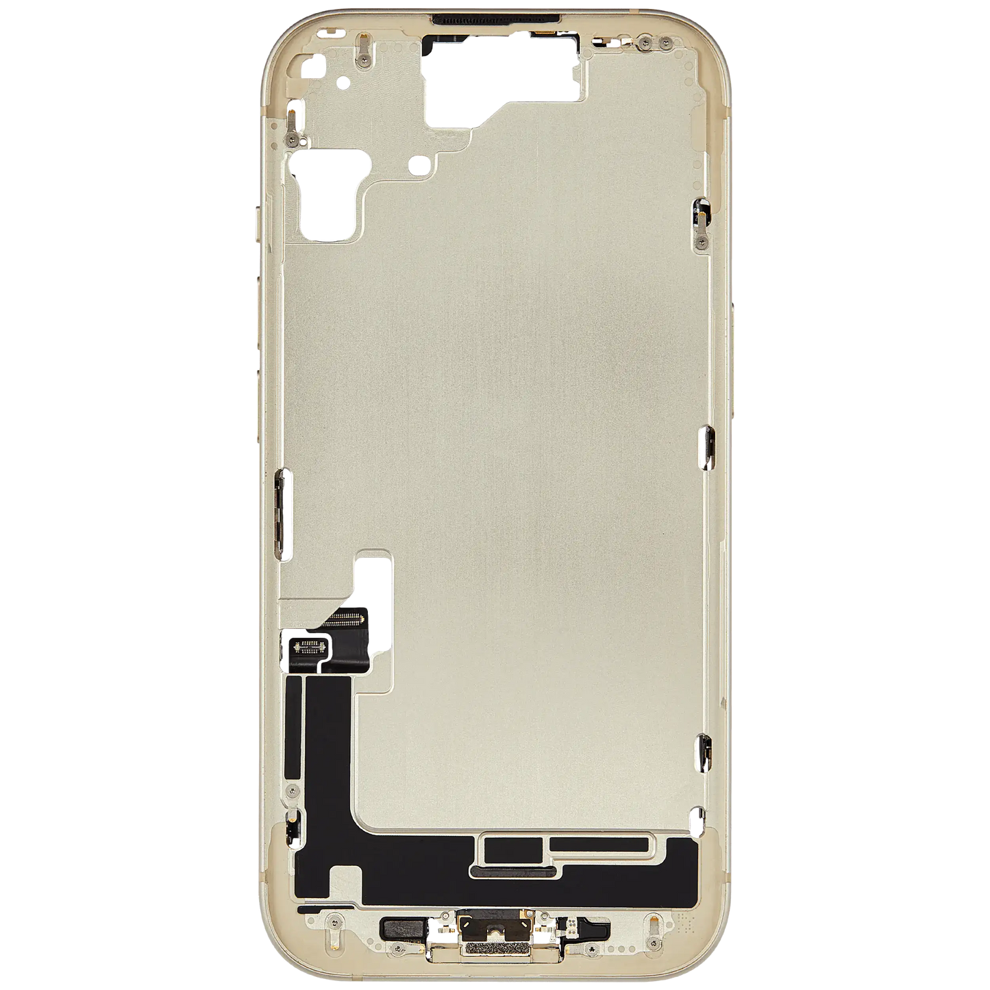 Mid-Frame Housing W/ Charging Port Flex & Small Parts For iPhone 15 (EU / Global Version) (Used OEM Pull: Grade B) (Yellow)