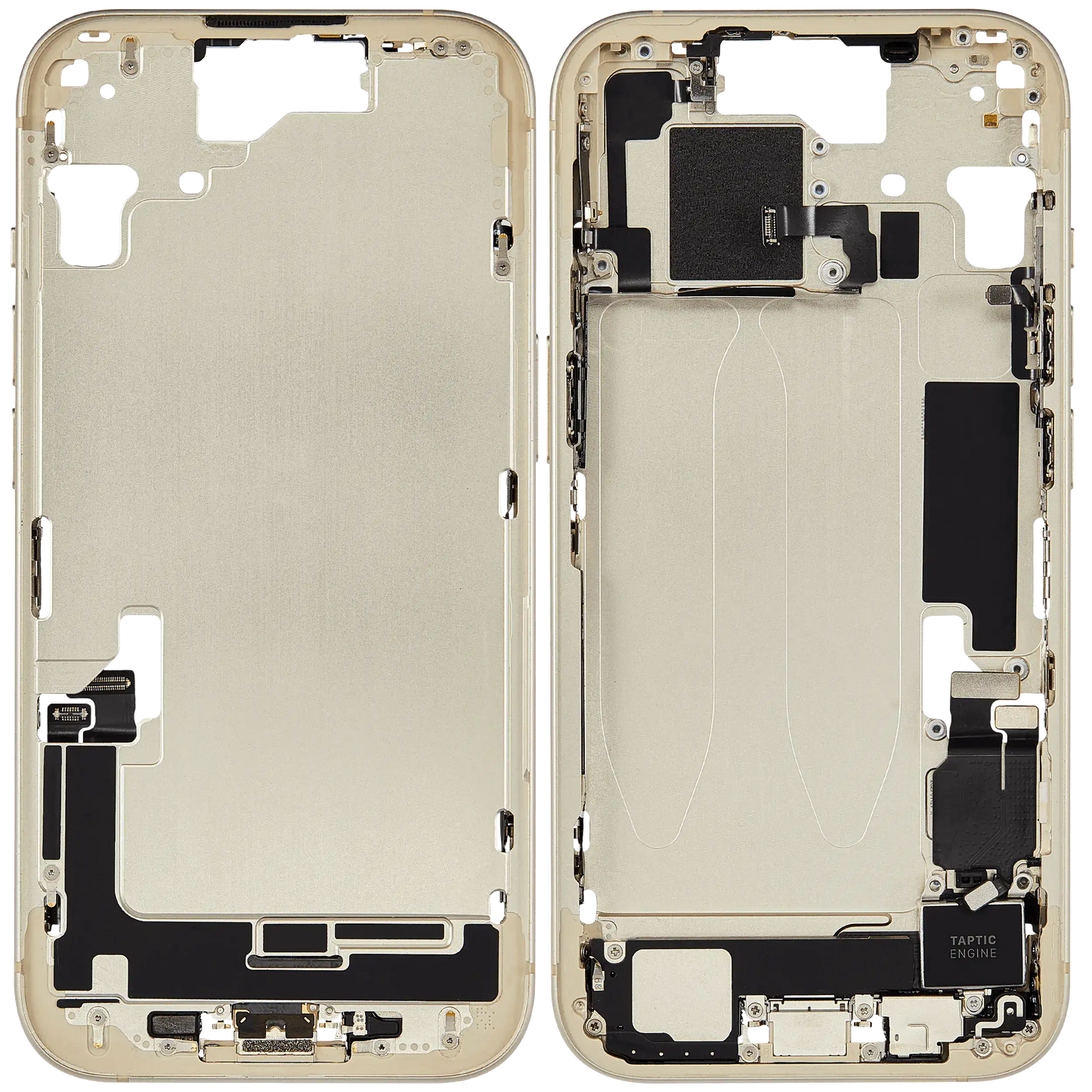 Mid-Frame Housing W/ Charging Port Flex & Small Parts For iPhone 15 (EU / Global Version) (Used OEM Pull: Grade B) (Yellow)