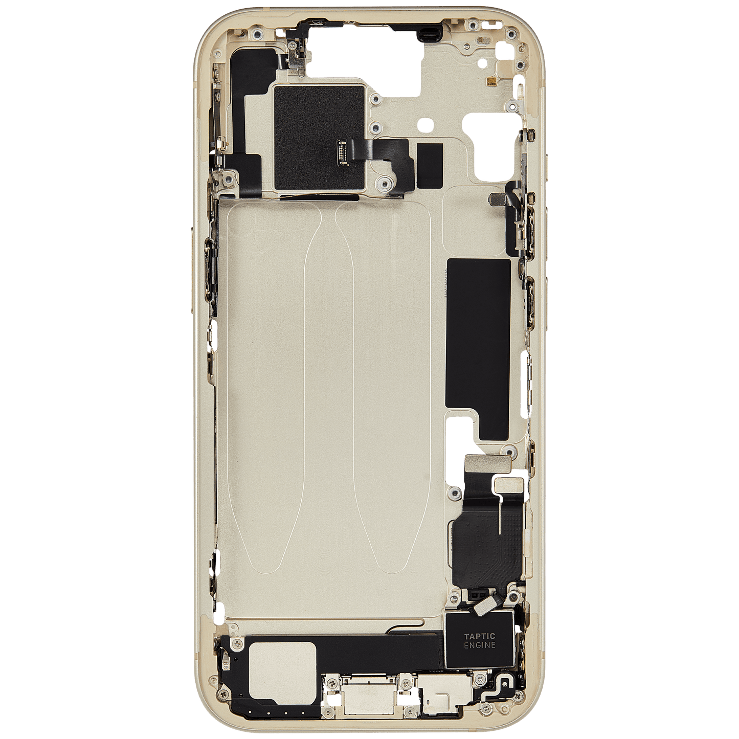 Mid-Frame Housing W/ Charging Port Flex & Small Parts For iPhone 15 (EU / Global Version) (Used OEM Pull: Grade B) (Yellow)