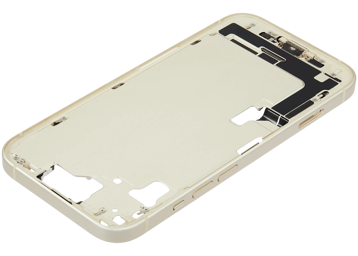 Mid-Frame Housing W/ Charging Port Flex & Small Parts For iPhone 15 (EU / Global Version) (Used OEM Pull: Grade B) (Yellow)